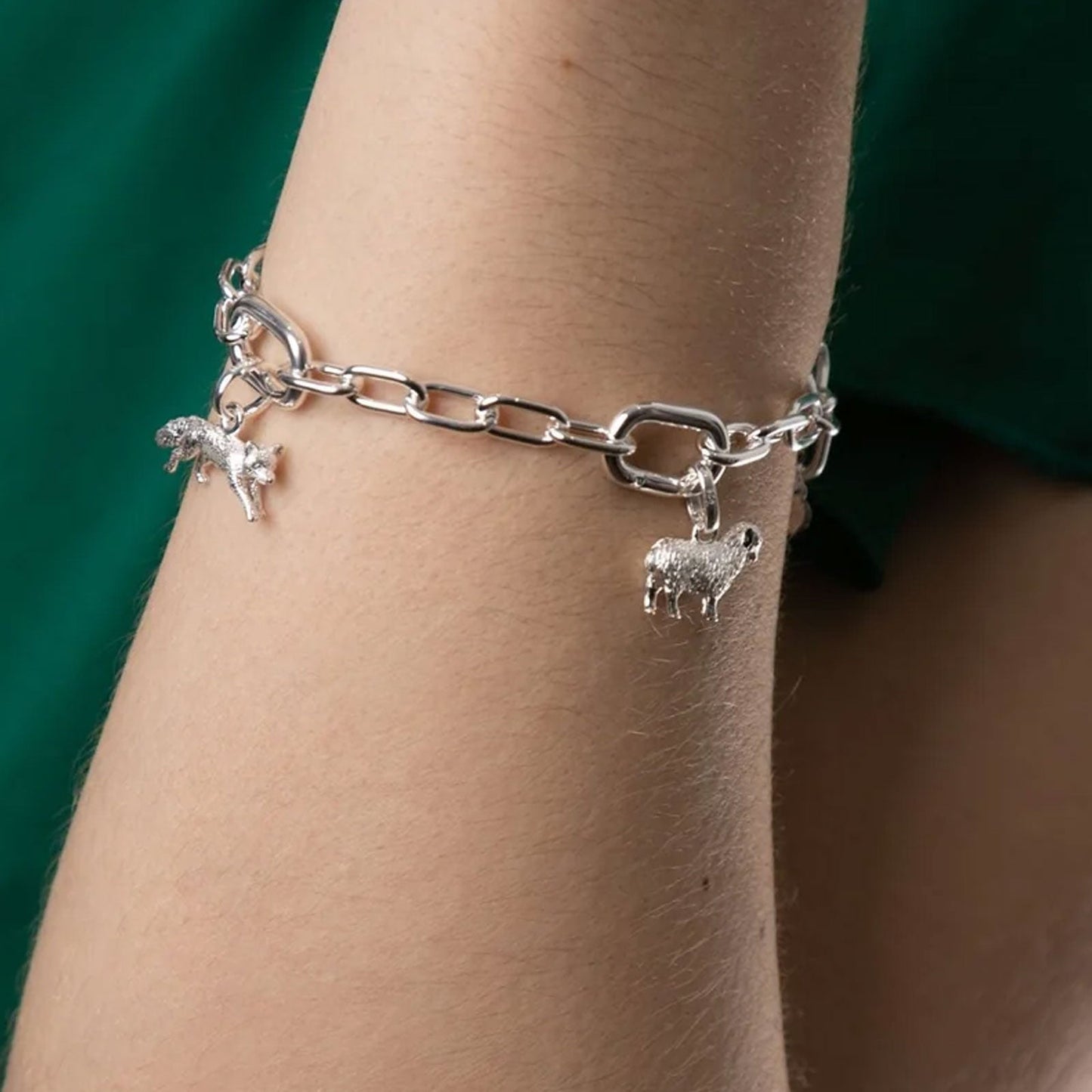 Opening Link Charm Recycled Sterling Silver Bracelet - Cotswold Jewellery