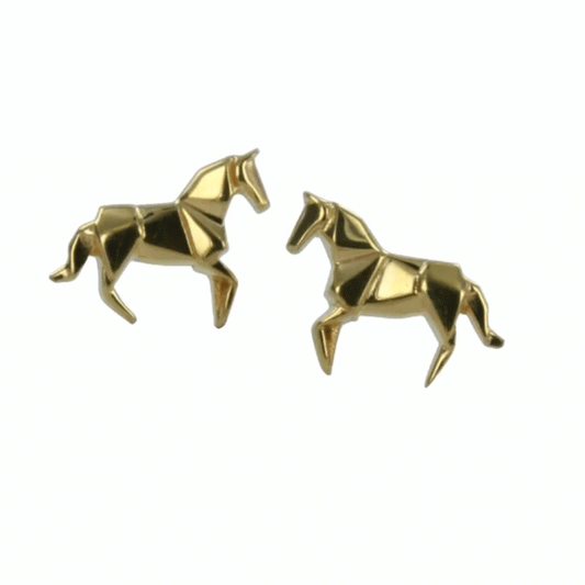 origami-gold-horse-stud-earrings-cotswold-jewellery