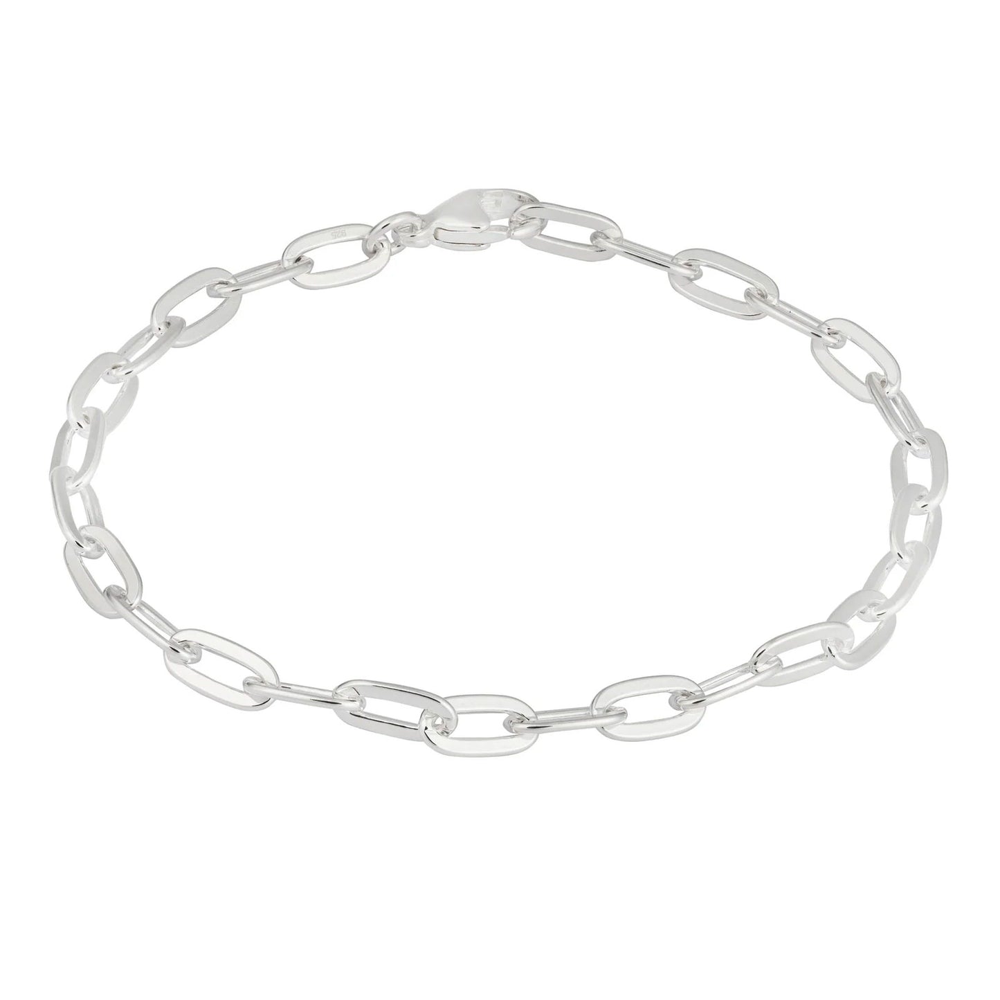 Silver chain bracelet on a white background