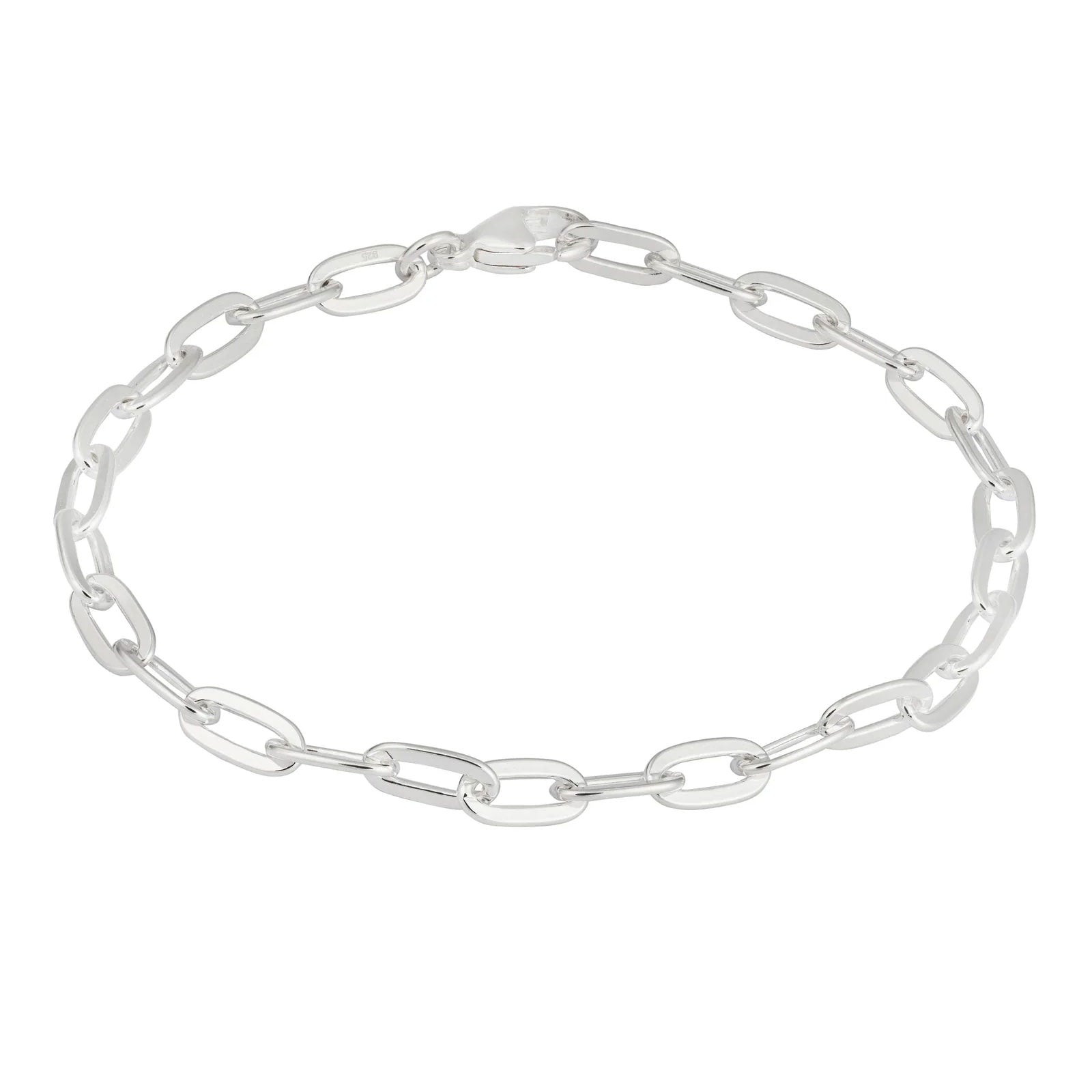 Silver chain bracelet on a white background
