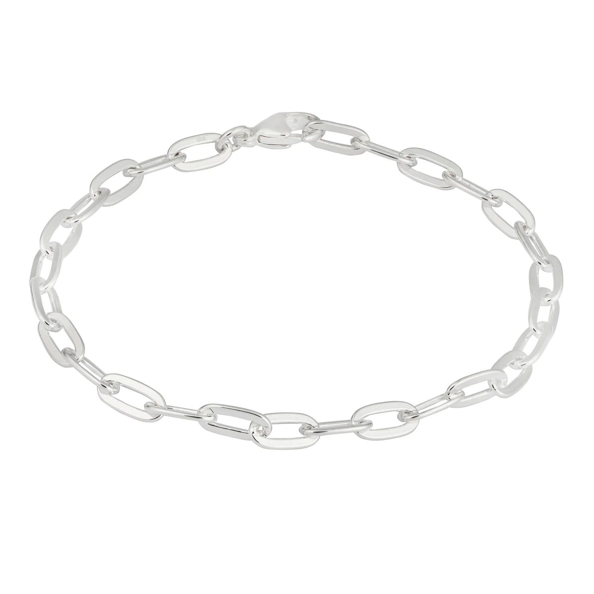 Silver chain bracelet on a white background