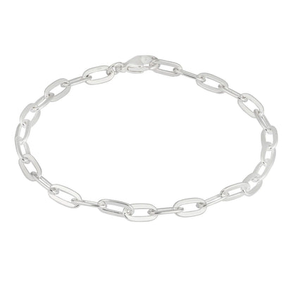 Silver chain bracelet on a white background