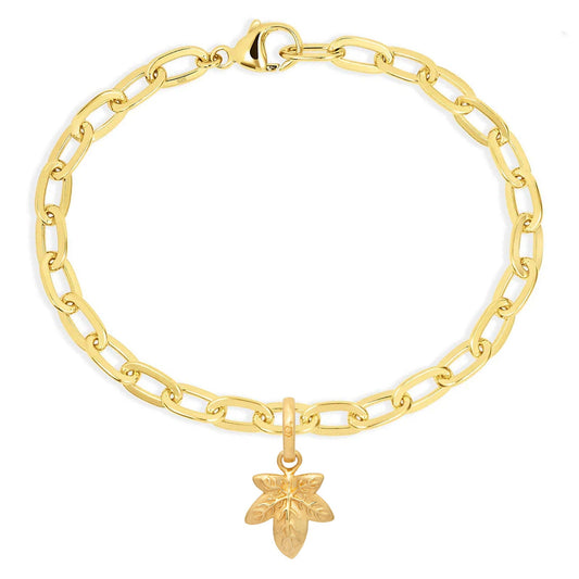 Oval Link Ivy Leaf Charm bracelet - Cotswold Jewellery
