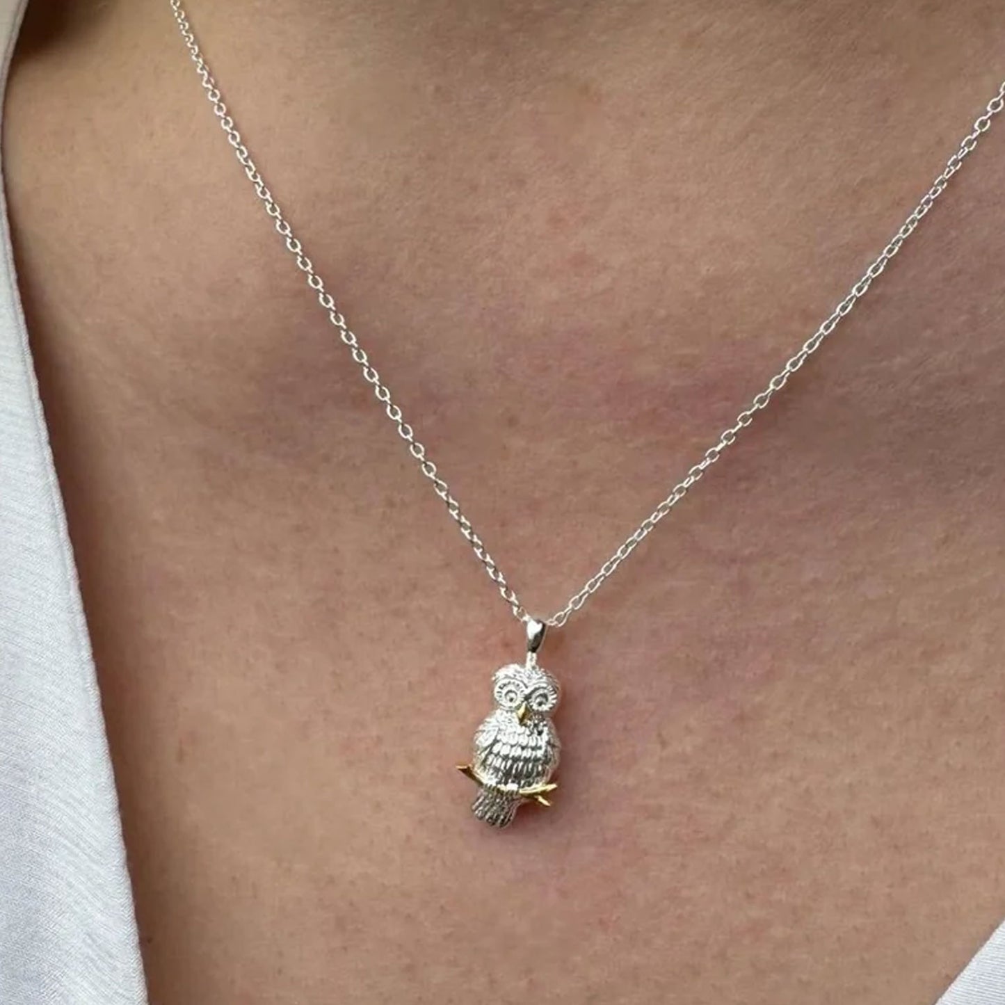 Owl Recycled Sterling Silver Necklace