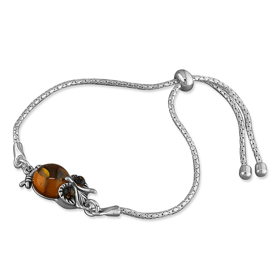 Owl Sterling Silver & Amber Bracelet - Cotswold Jewellery