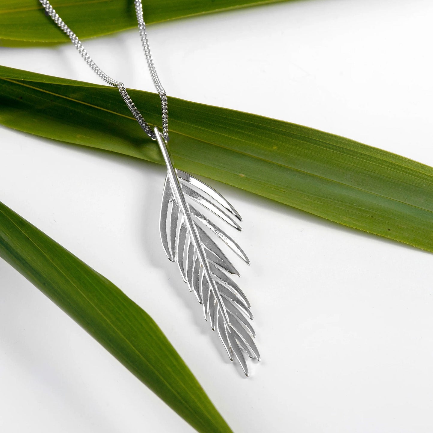 Palm Leaf Sterling Silver Necklace - Cotswold Jewellery