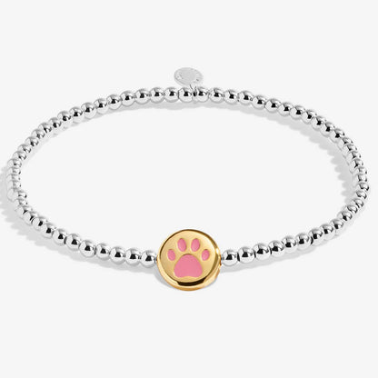 pink paw beaded bracelcet 