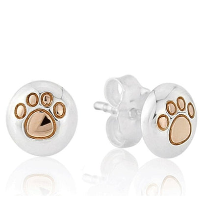 Paw Print Recycled Sterling Silver Earrings - Cotswold Jewellery