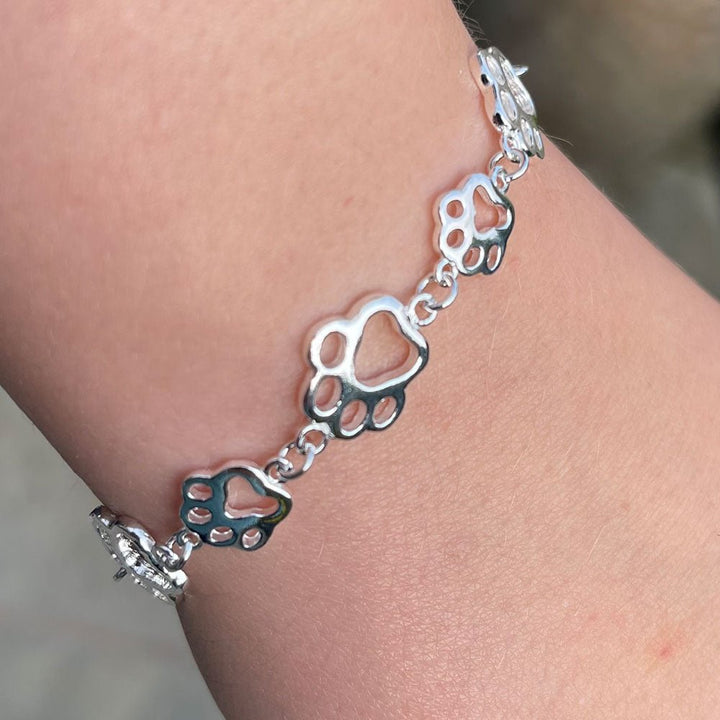 Paw Print Sterling Silver Bracelet - Cotswold Jewellery