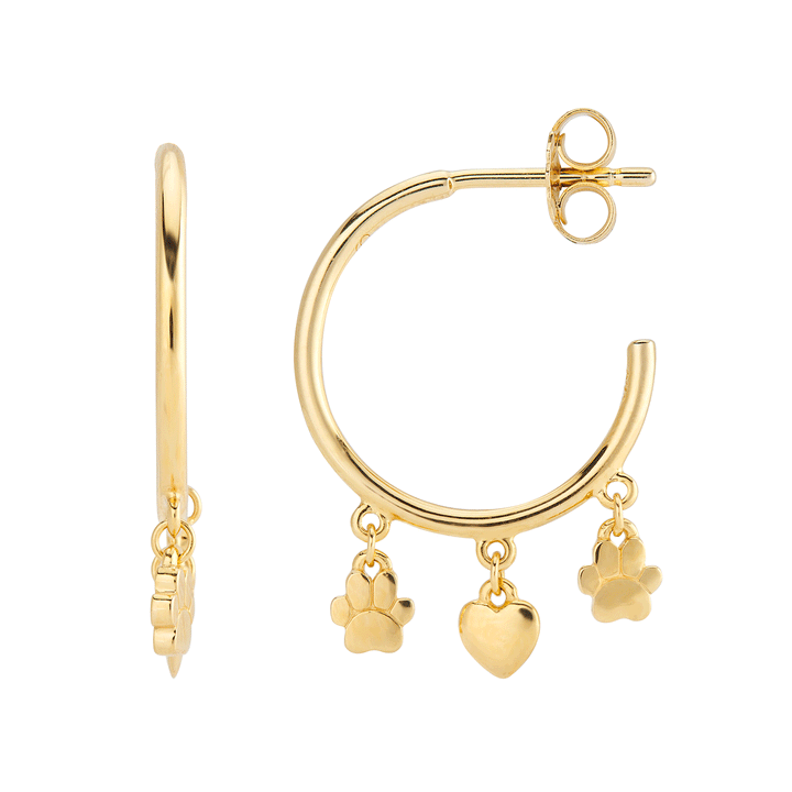 Gemma J Paws and Hearts Hoop Earrings