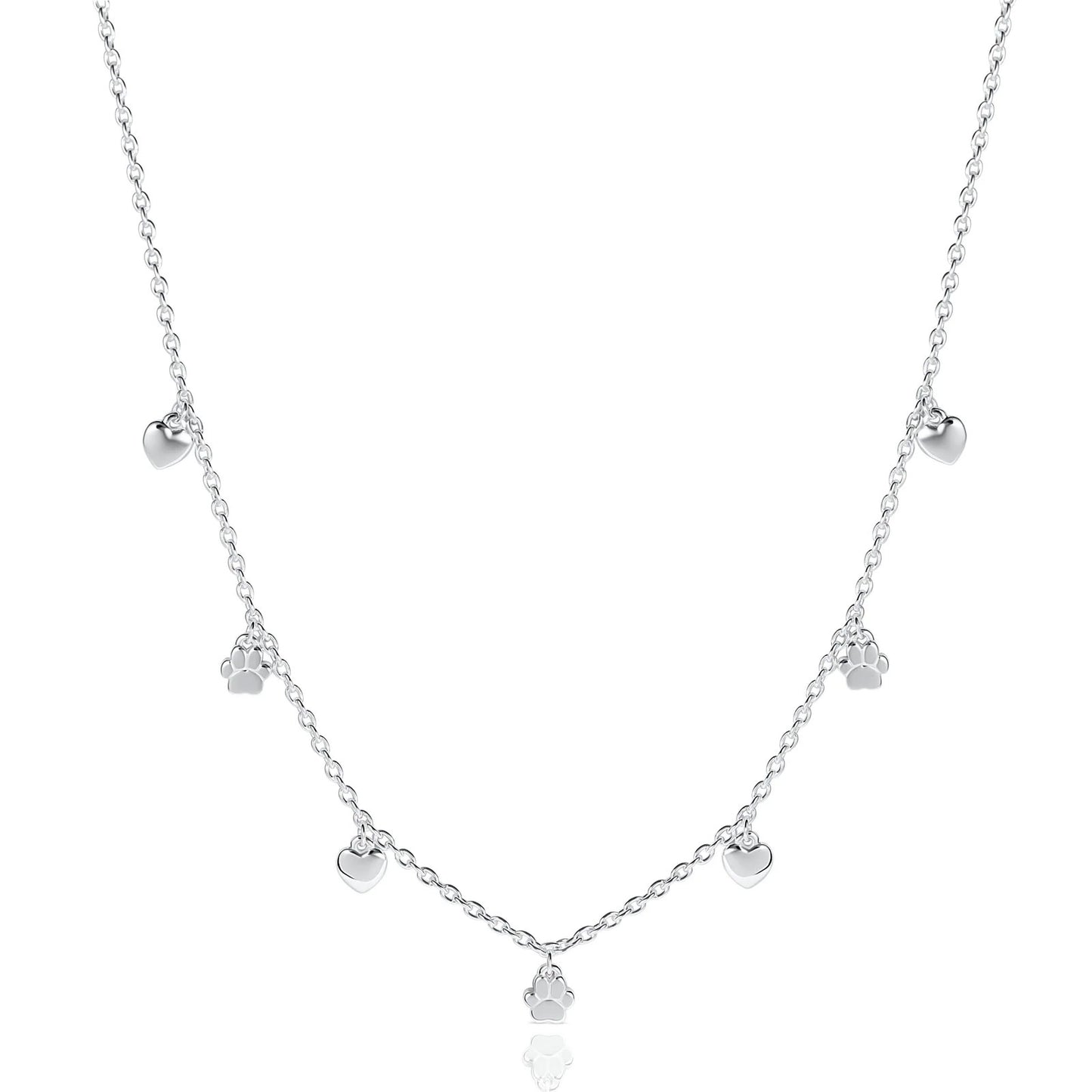 Gemma J Paws & Heart Silver Necklace