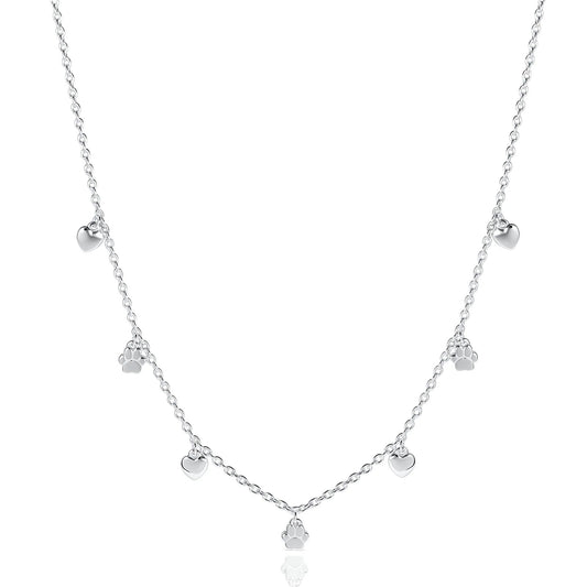 Gemma J Paws & Heart Silver Necklace