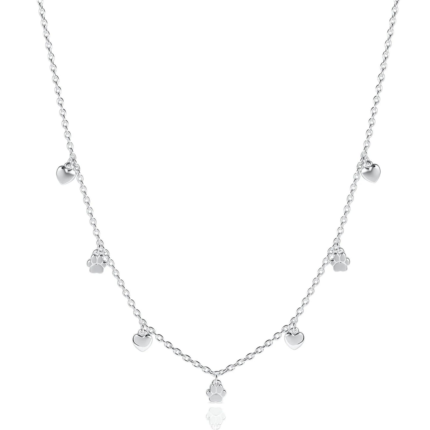 Paws & Heart Recycled Sterling Silver Necklace - Cotswold Jewellery
