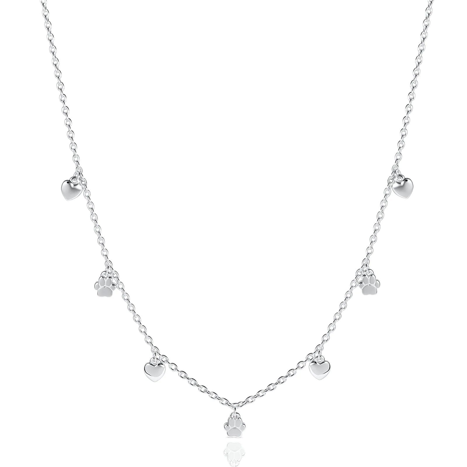 Paws & Heart Recycled Sterling Silver Necklace - Cotswold Jewellery