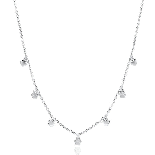 Paws & Heart Recycled Sterling Silver Necklace - Cotswold Jewellery