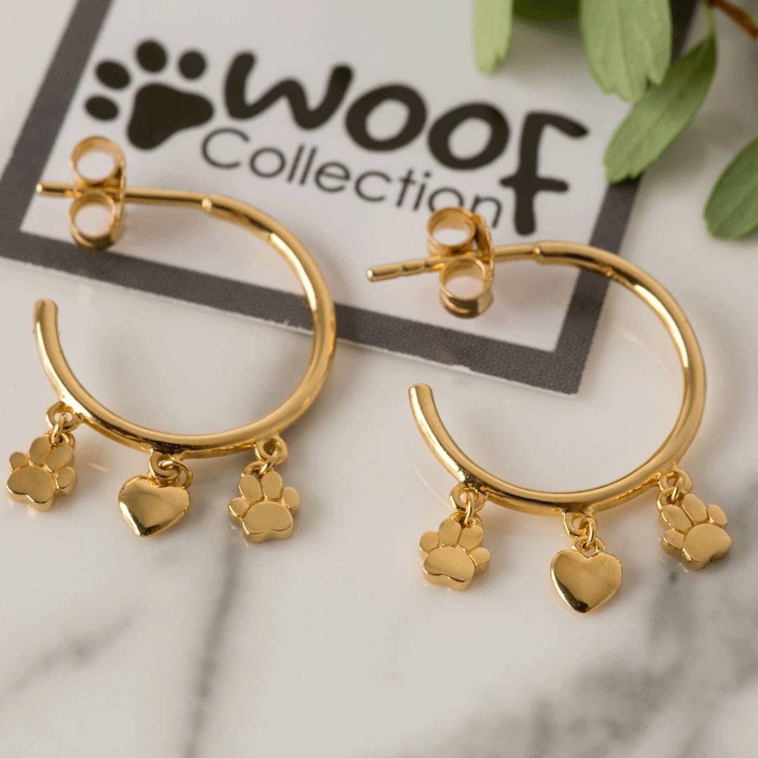 Gemma J Paws and Hearts Hoop Earrings