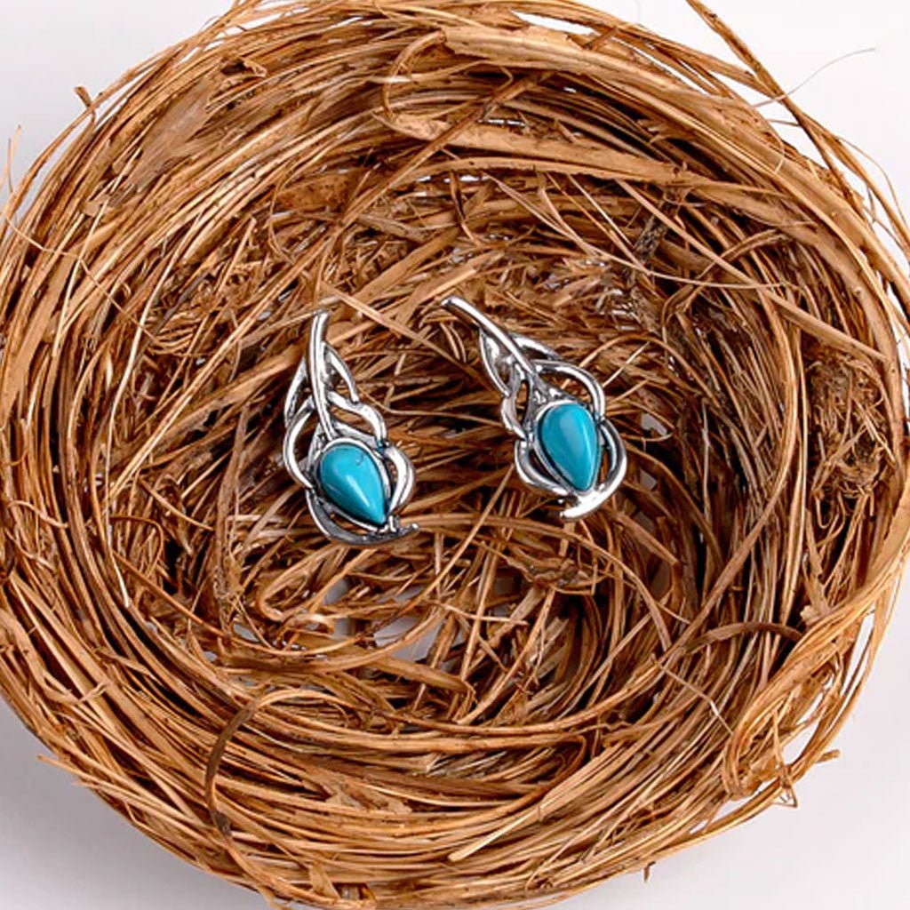 Peacock Feather Earrings Turquoise - Cotswold Jewellery