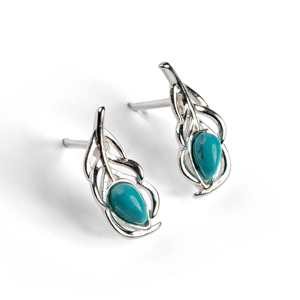 Peacock Feather Earrings Turquoise - Cotswold Jewellery