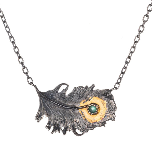 Peacock Feather Handmade Necklace - Cotswold Jewellery
