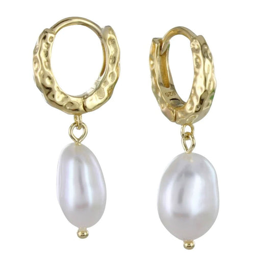 Pearl and Gold Hoop Earrings - Cotswold Jewellery