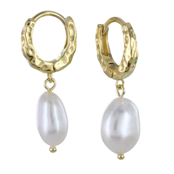 Pearl and Gold Hoop Earrings - Cotswold Jewellery