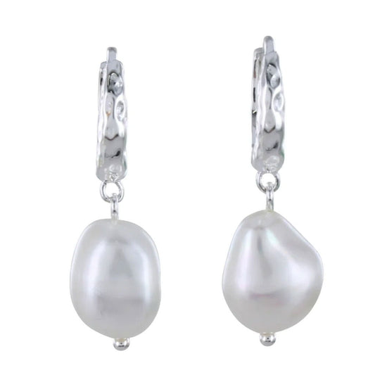 Pearl and Sterling Silver Hoop Earrings - Cotswold Jewellery