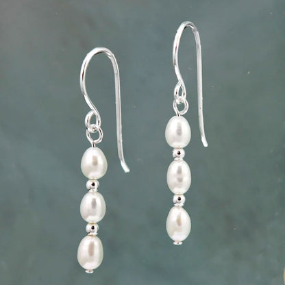 Pearl Drop Sterling Silver Earrings - Cotswold Jewellery