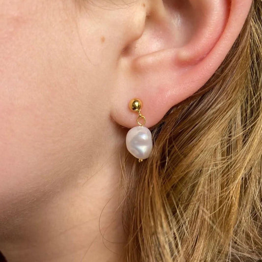 Pearl Gold Drop Earrings - Cotswold Jewellery
