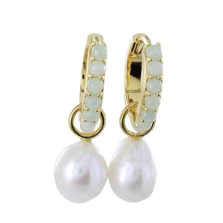 Pearl Gold Harmony Huggies Earrings - Cotswold Jewellery