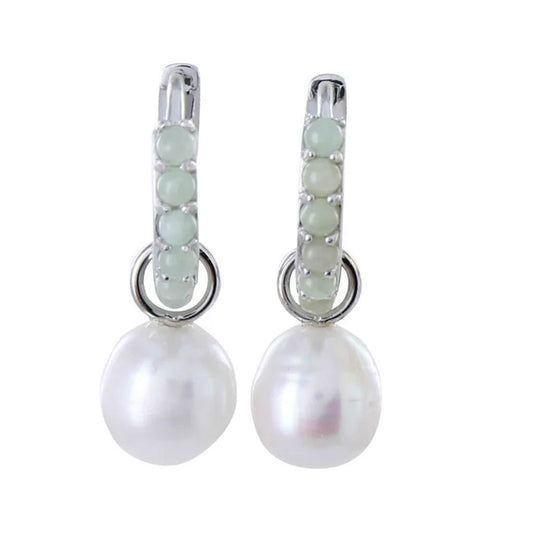 Pearl Silver Harmony Huggies Earrings - Cotswold Jewellery