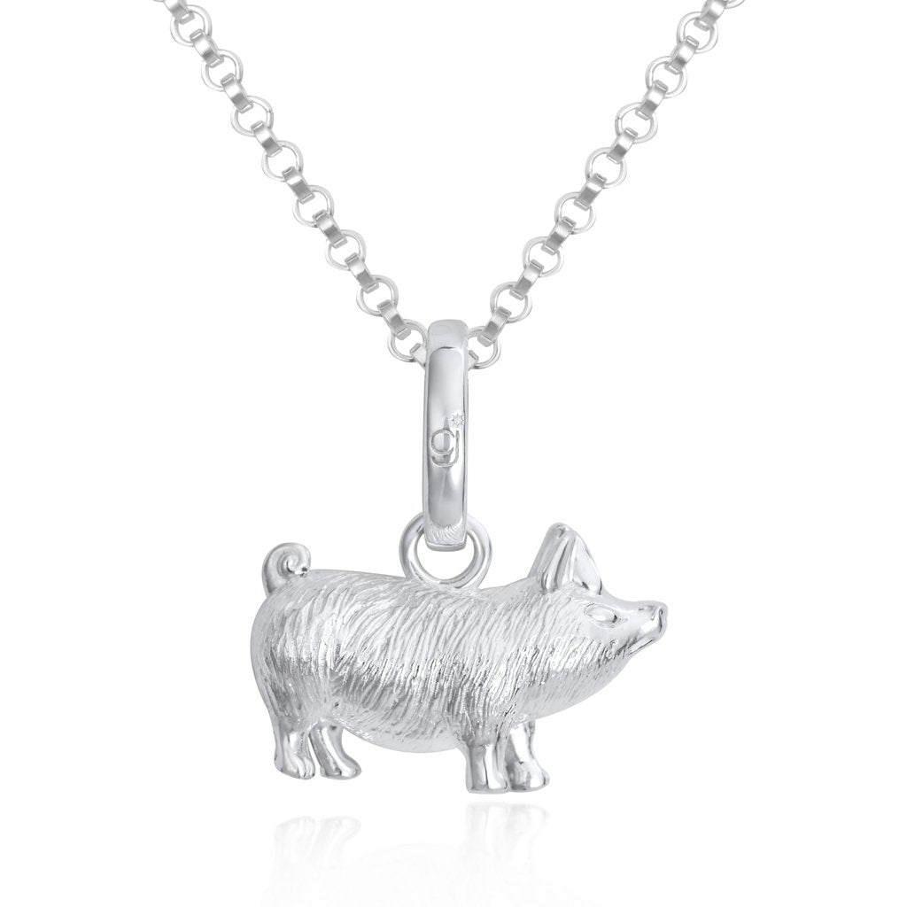 Perfect Pig Silver Necklace - Cotswold Jewellery