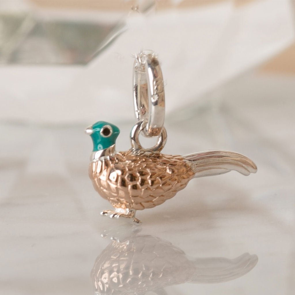 Pheasant Recycled Sterling Silver Charm - Cotswold Jewellery