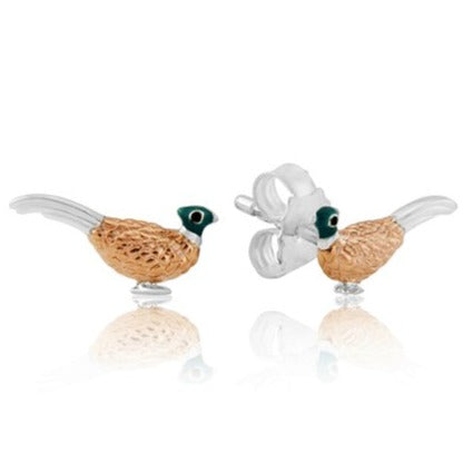 Pheasant Sterling Silver Earrings - Cotswold Jewellery