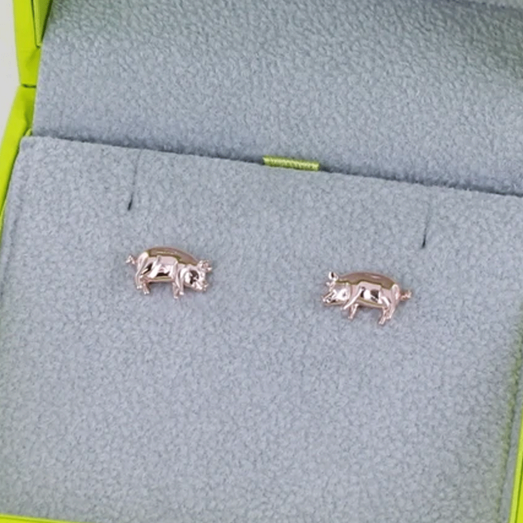 Pig Rose Gold Earrings - Cotswold Jewellery