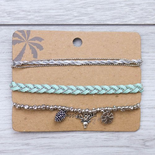 Pineapple Island Baby Blue 3 Piece Bracelet Set - Cotswold Jewellery