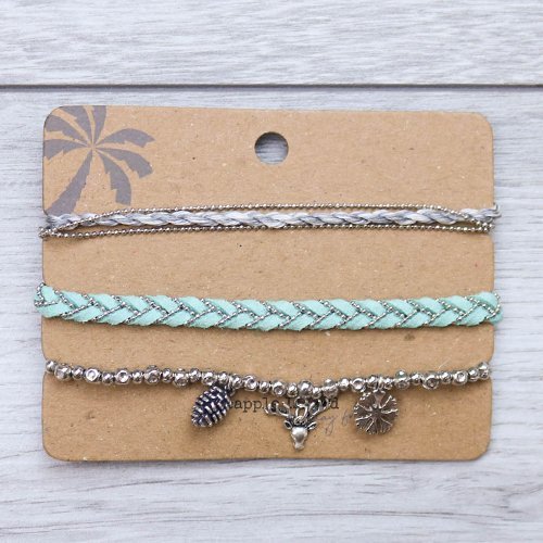Pineapple Island Baby Blue 3 Piece Bracelet Set - Cotswold Jewellery