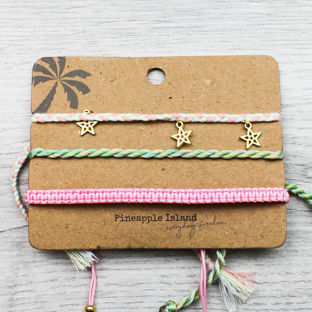 Pineapple Island Pretty Star 3 Piece Bracelet Set - Cotswold Jewellery
