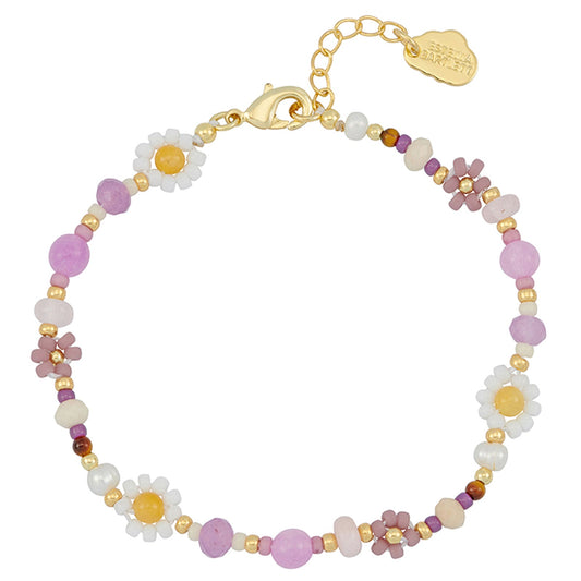 Pink Flower Beaded Bracelet - Cotswold Jewellery