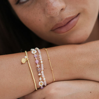 Pink Flower Beaded Bracelet - Cotswold Jewellery