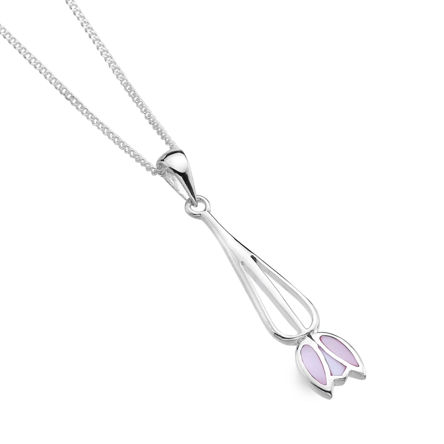 Pink Mother of Pearl & Silver Tulip Necklace - Cotswold Jewellery