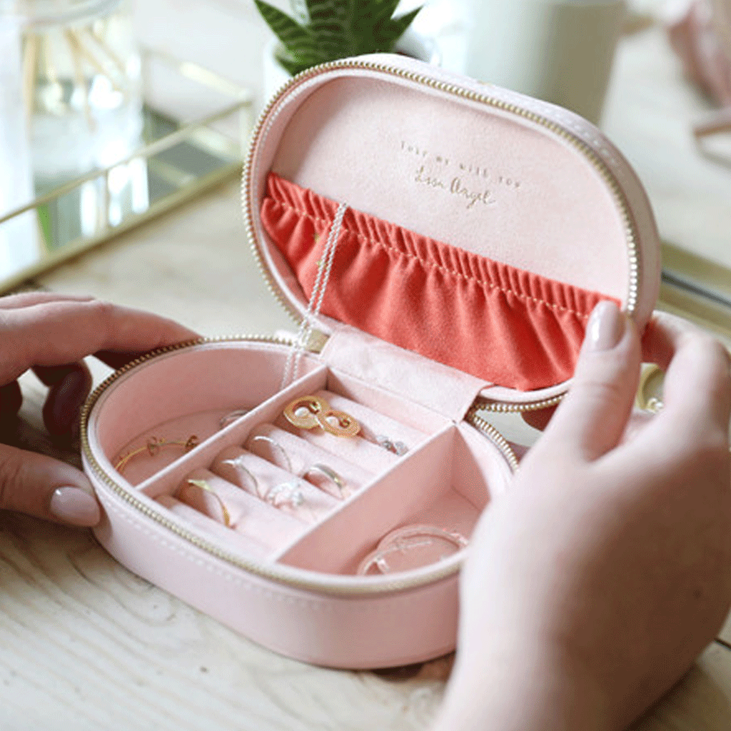 Pink Oval Jewellery Travel Case - Cotswold Jewellery
