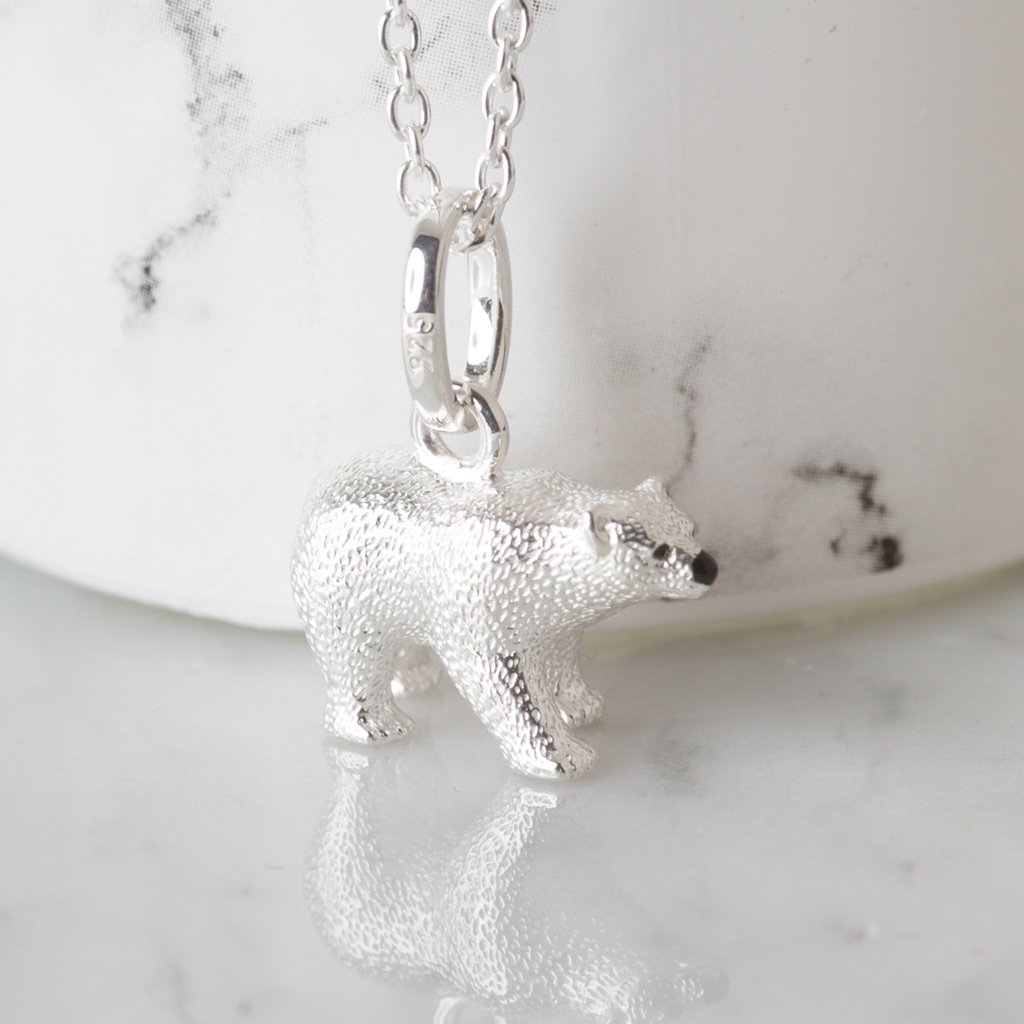 Polar Bear Recycled Sterling Silver Necklace - Cotswold Jewellery