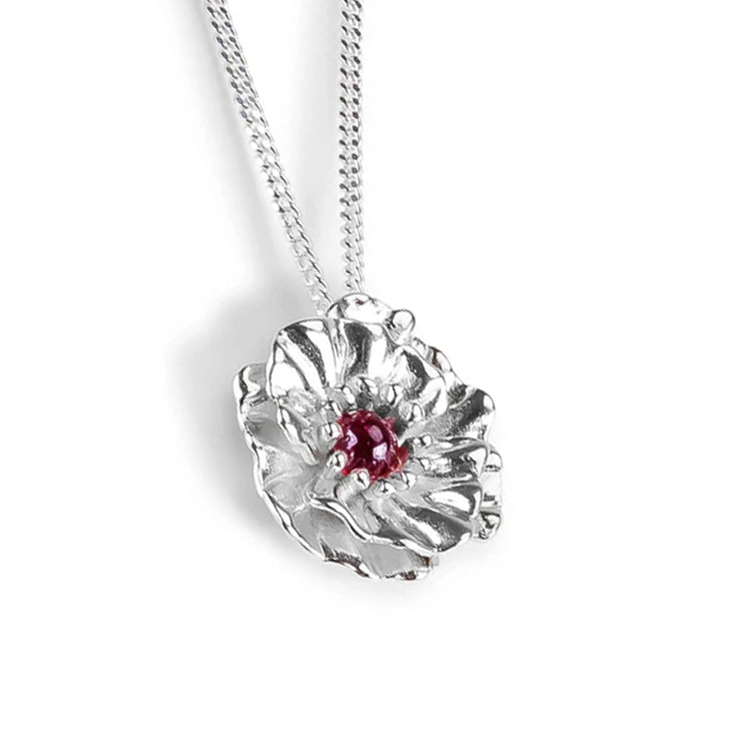 Poppy Sterling Silver and Garnet Necklace - Cotswold Jewellery