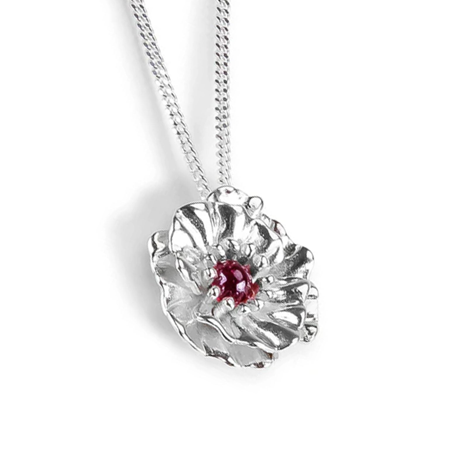 Poppy Sterling Silver and Garnet Necklace - Cotswold Jewellery