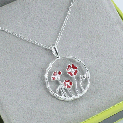 Reeves & Reeves Poppy Sterling Silver Necklace - Cotswold Jewellery