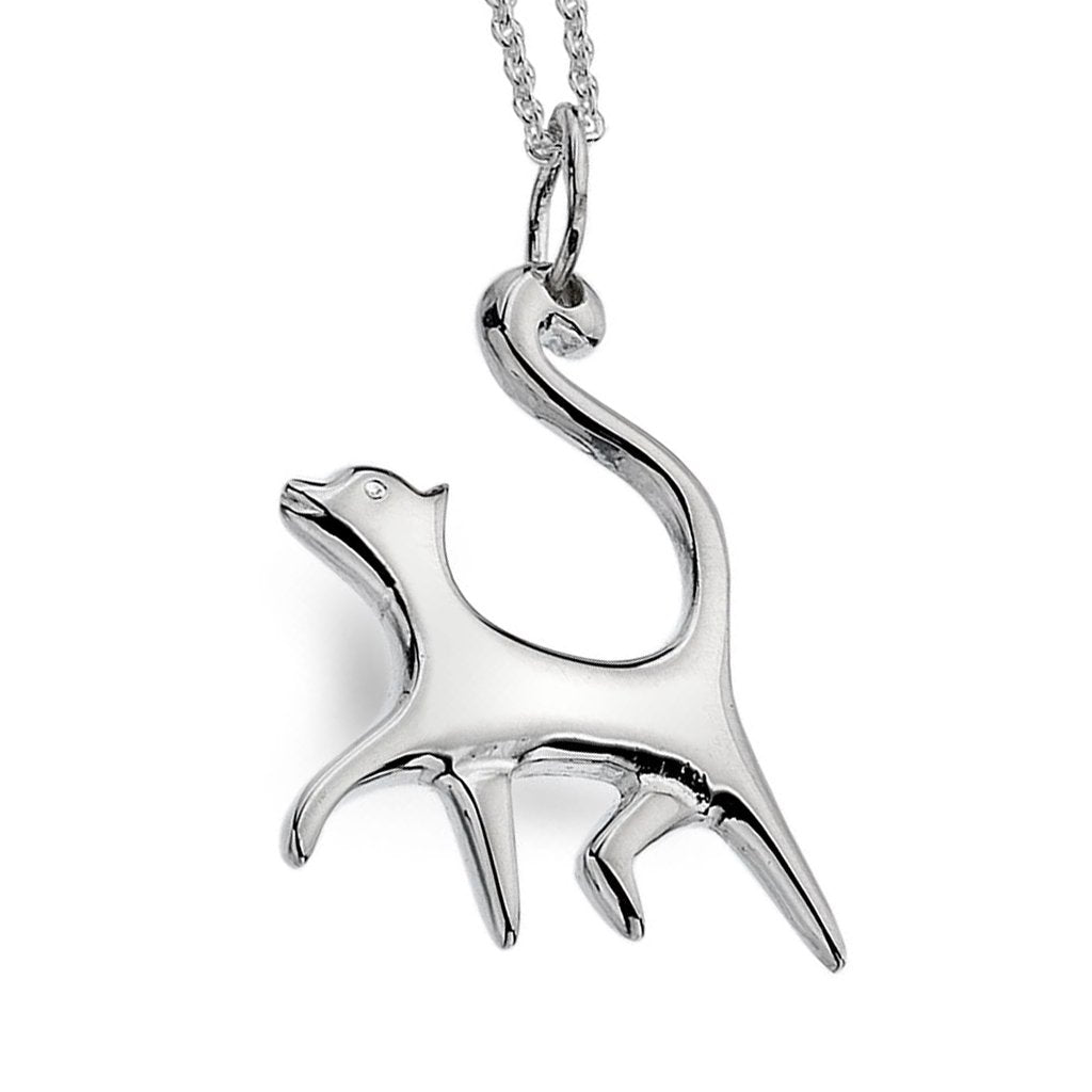 Prancing Cat Sterling Silver Necklace - Cotswold Jewellery
