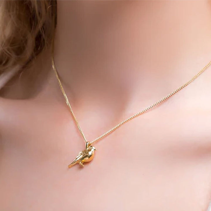 Pretty Golden Robin Necklace - Cotswold Jewellery