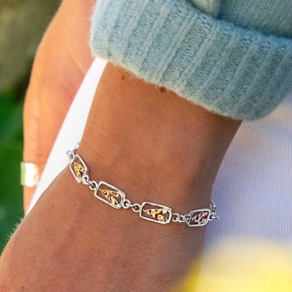 Pretty Heart Rose Gold & Sterling Silver Bracelet - Cotswold Jewellery