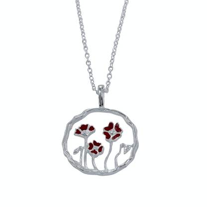 Reeves & Reeves Poppy Sterling Silver Necklace - Cotswold Jewellery
