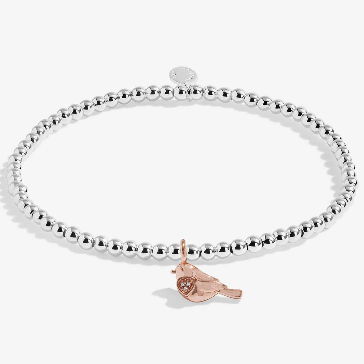 A Little Christmas Robin Silver & Rose Gold Plated Bracelet